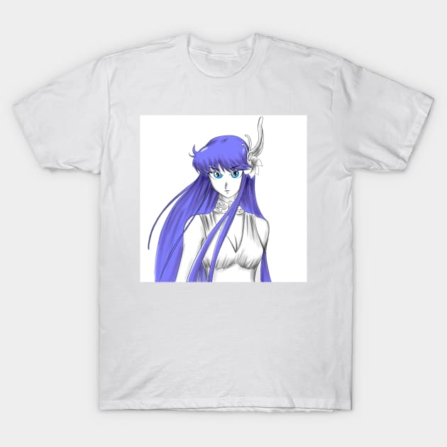 saori kido the athena in saint seiya anime T-Shirt by jorge_lebeau